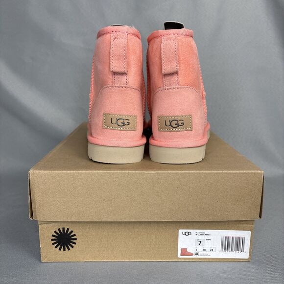 New Womens Ugg Boots Sz 7 Classic Mini Rare Gorgeous Color SHPN Seashell Pink - Picture 10 of 16